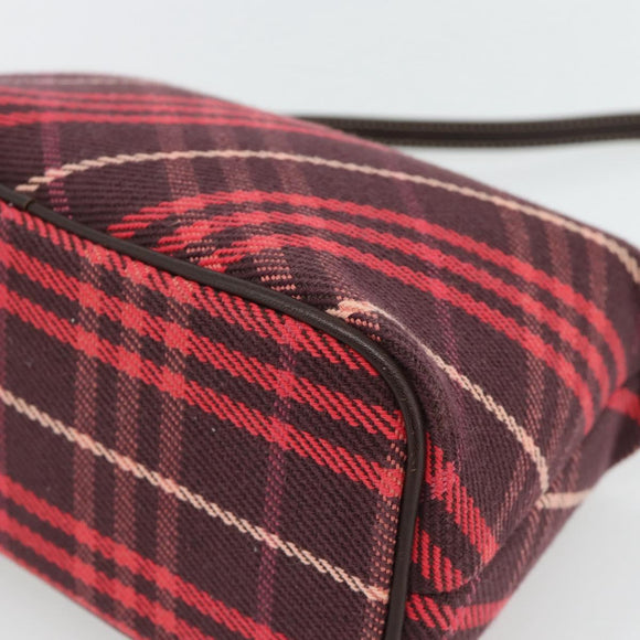 BURBERRY Nova Check Blue Label Shoulder Bag Canvas Red Silver Auth 181525A