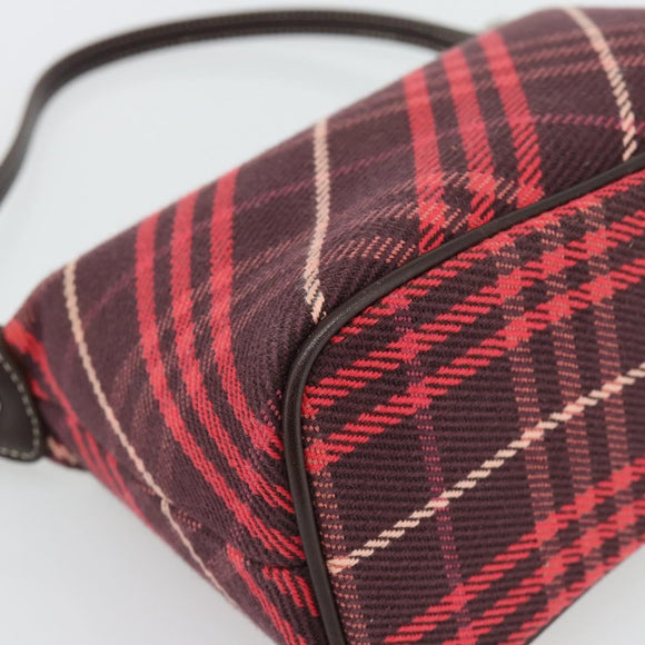 BURBERRY Nova Check Blue Label Shoulder Bag Canvas Red Silver Auth 181525A