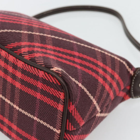 BURBERRY Nova Check Blue Label Shoulder Bag Canvas Red Silver Auth 181525A