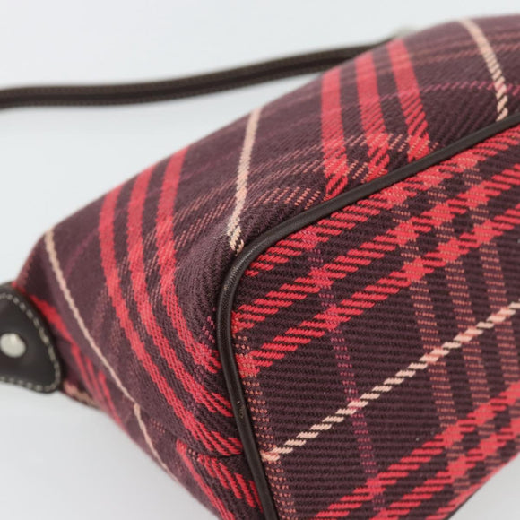 BURBERRY Nova Check Blue Label Shoulder Bag Canvas Red Silver Auth 181525A