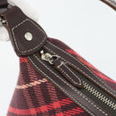BURBERRY Nova Check Blue Label Shoulder Bag Canvas Red Silver Auth 181525A-10
