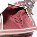 BURBERRY Nova Check Blue Label Shoulder Bag Canvas Red Silver Auth 181525A-18