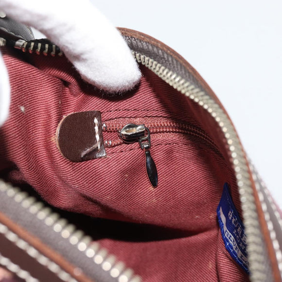 BURBERRY Nova Check Blue Label Shoulder Bag Canvas Red Silver Auth 181525A