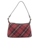 BURBERRY Nova Check Blue Label Shoulder Bag Canvas Red Silver Auth 181525A-13