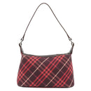 BURBERRY Nova Check Blue Label Shoulder Bag Canvas Red Silver Auth 181525A-2
