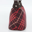 BURBERRY Nova Check Blue Label Shoulder Bag Canvas Red Silver Auth 181525A-3