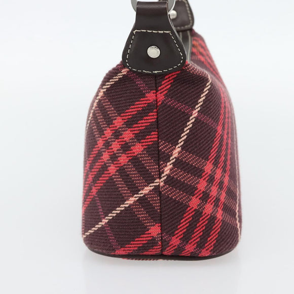 BURBERRY Nova Check Blue Label Shoulder Bag Canvas Red Silver Auth 181525A