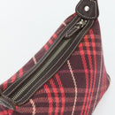 BURBERRY Nova Check Blue Label Shoulder Bag Canvas Red Silver Auth 181525A-6