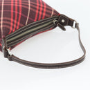 BURBERRY Nova Check Blue Label Shoulder Bag Canvas Red Silver Auth 181525A-7