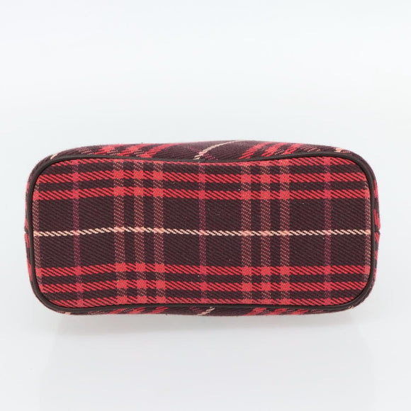 BURBERRY Nova Check Blue Label Shoulder Bag Canvas Red Silver Auth 181525A