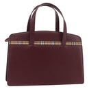 BURBERRY Hand Bag Leather Bordeaux Silver Auth 181526-1