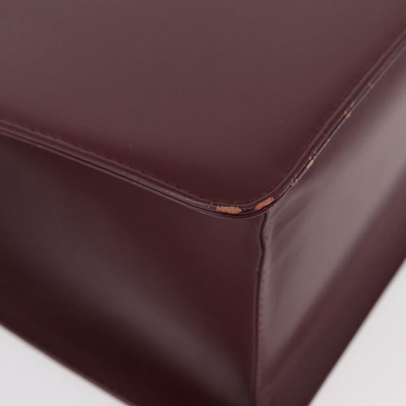 BURBERRY Hand Bag Leather Bordeaux Silver Auth 181526