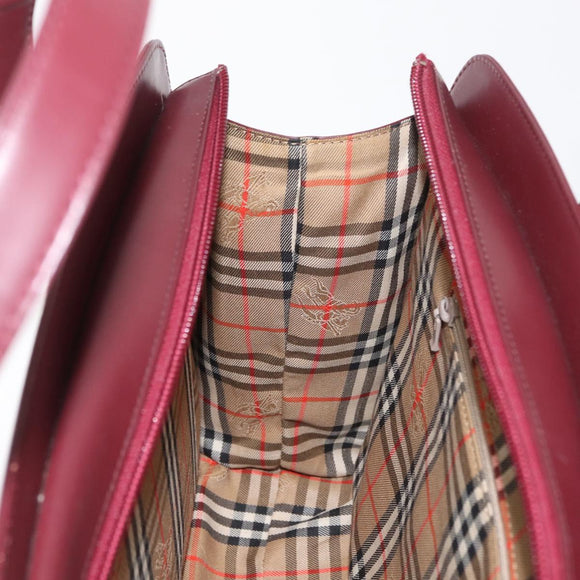 BURBERRY Hand Bag Leather Bordeaux Silver Auth 181526