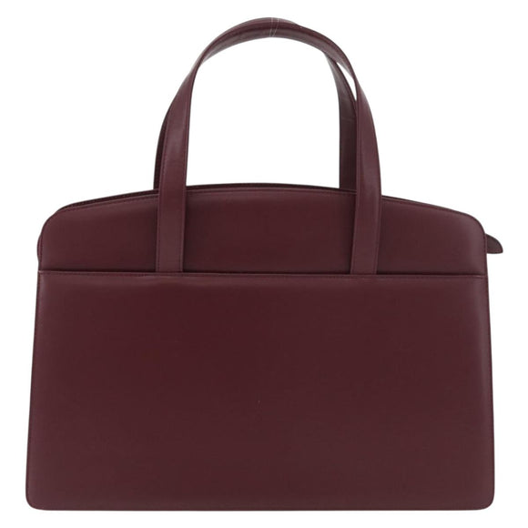 BURBERRY Hand Bag Leather Bordeaux Silver Auth 181526