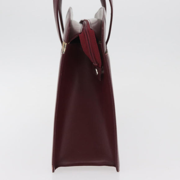 BURBERRY Hand Bag Leather Bordeaux Silver Auth 181526