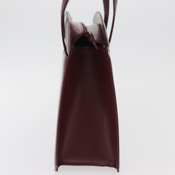 BURBERRY Hand Bag Leather Bordeaux Silver Auth 181526