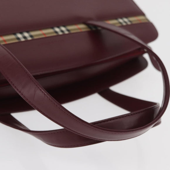 BURBERRY Hand Bag Leather Bordeaux Silver Auth 181526