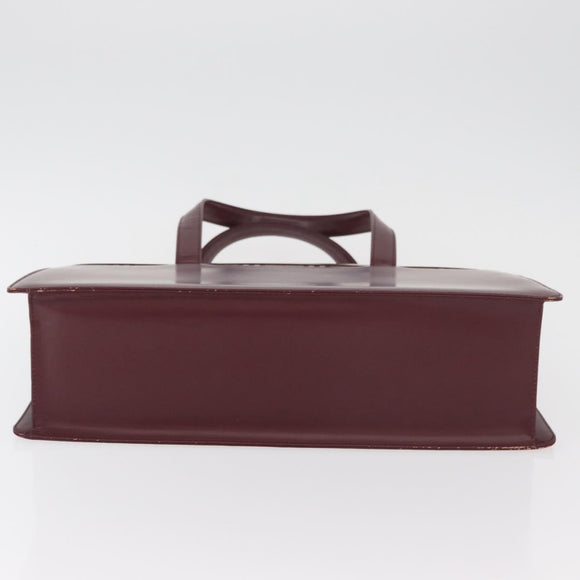 BURBERRY Hand Bag Leather Bordeaux Silver Auth 181526