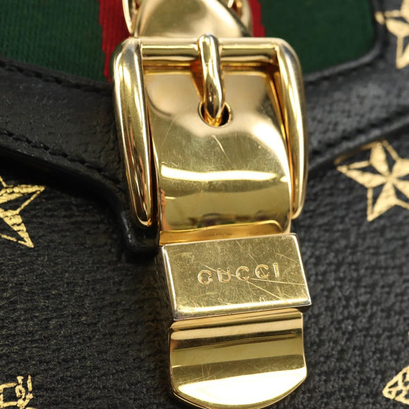 GUCCI Bee & Star Sherry Line Tasche Leder 3-Wege Schwarz Gold 470270 Original 181527SAV