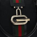 GUCCI GG Canvas Web Sherry Line Hand Bag Black Gold Red 131325 Auth 181528SAV-17