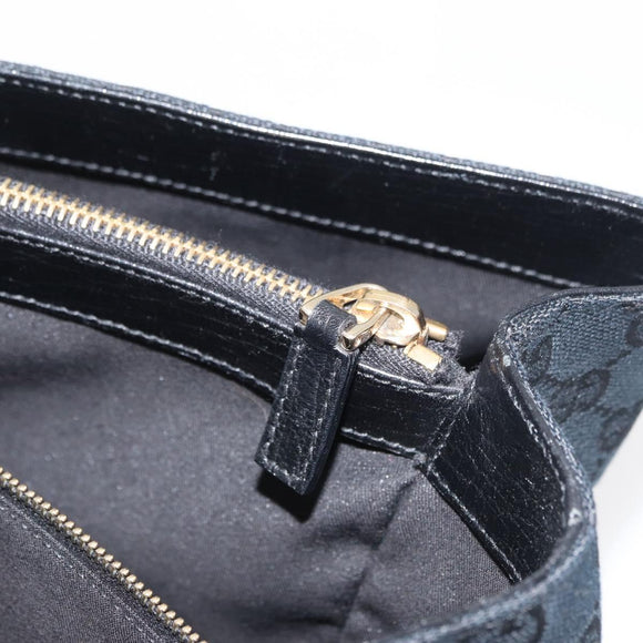GUCCI GG Canvas Web Sherry Line Hand Bag Black Gold Red 131325 Auth 181528SAV
