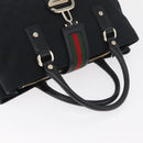 GUCCI GG Canvas Web Sherry Line Hand Bag Black Gold Red 131325 Auth 181528SAV-6
