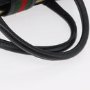 GUCCI GG Canvas Web Sherry Line Hand Bag Black Gold Red 131325 Auth 181528SAV-7