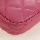 CHANEL Chain Matelasse Shoulder Bag Lamb Skin Pink Silver CC Auth 181529SAV-14