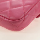 CHANEL Chain Matelasse Shoulder Bag Lamb Skin Pink Silver CC Auth 181529SAV-17