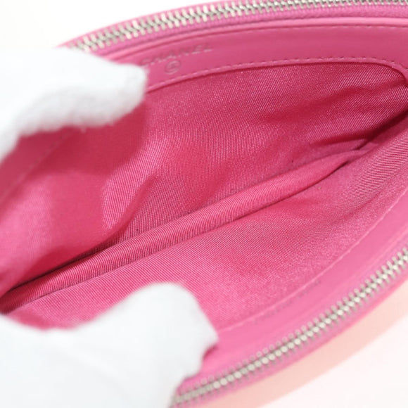 CHANEL Chain Matelasse Shoulder Bag Lamb Skin Pink Silver CC Auth 181529SAV