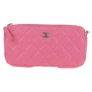 CHANEL Chain Matelasse Shoulder Bag Lamb Skin Pink Silver CC Auth 181529SAV-13