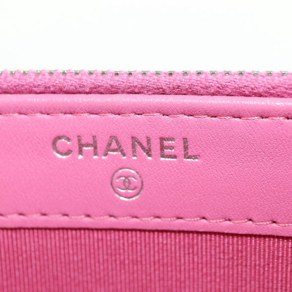 CHANEL Chain Matelasse Shoulder Bag Lamb Skin Pink Silver CC Auth 181529SAV