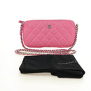 CHANEL Chain Matelasse Shoulder Bag Lamb Skin Pink Silver CC Auth 181529SAV-12