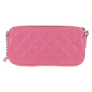 CHANEL Chain Matelasse Shoulder Bag Lamb Skin Pink Silver CC Auth 181529SAV-2