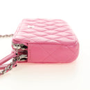 CHANEL Chain Matelasse Shoulder Bag Lamb Skin Pink Silver CC Auth 181529SAV-3