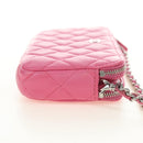 CHANEL Chain Matelasse Shoulder Bag Lamb Skin Pink Silver CC Auth 181529SAV-4