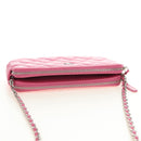 CHANEL Chain Matelasse Shoulder Bag Lamb Skin Pink Silver CC Auth 181529SAV-6