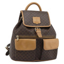 CELINE Macadam Canvas Backpack PVC Leather Brown Gold Auth 181532-1