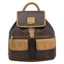 CELINE Macadam Canvas Backpack PVC Leather Brown Gold Auth 181532-2