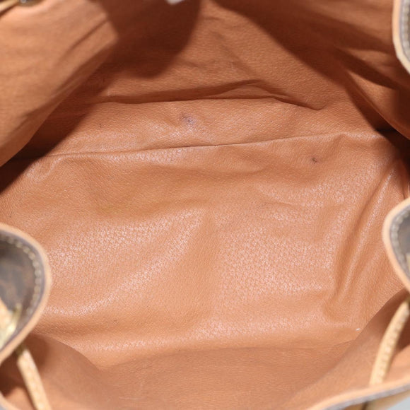 CELINE Macadam Canvas Backpack PVC Leather Brown Gold Auth 181532