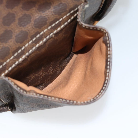 CELINE Macadam Canvas Backpack PVC Leather Brown Gold Auth 181532