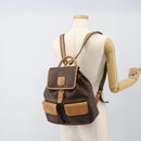 CELINE Macadam Canvas Backpack PVC Leather Brown Gold Auth 181532-26