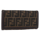 FENDI Zucca Canvas Long Wallet Black Brown Auth 181538-1