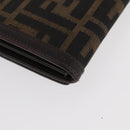 FENDI Zucca Canvas Long Wallet Black Brown Auth 181538-15