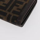 FENDI Zucca Canvas Long Wallet Black Brown Auth 181538-16