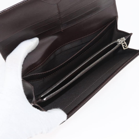 FENDI Zucca Canvas Long Wallet Black Brown Auth 181538