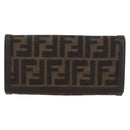 FENDI Zucca Canvas Long Wallet Black Brown Auth 181538-13