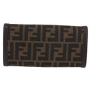 FENDI Zucca Canvas Long Wallet Black Brown Auth 181538-2