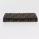 FENDI Zucca Canvas Long Wallet Black Brown Auth 181538-6