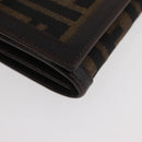 FENDI Zucca Canvas Long Wallet Black Brown Auth 181538-7